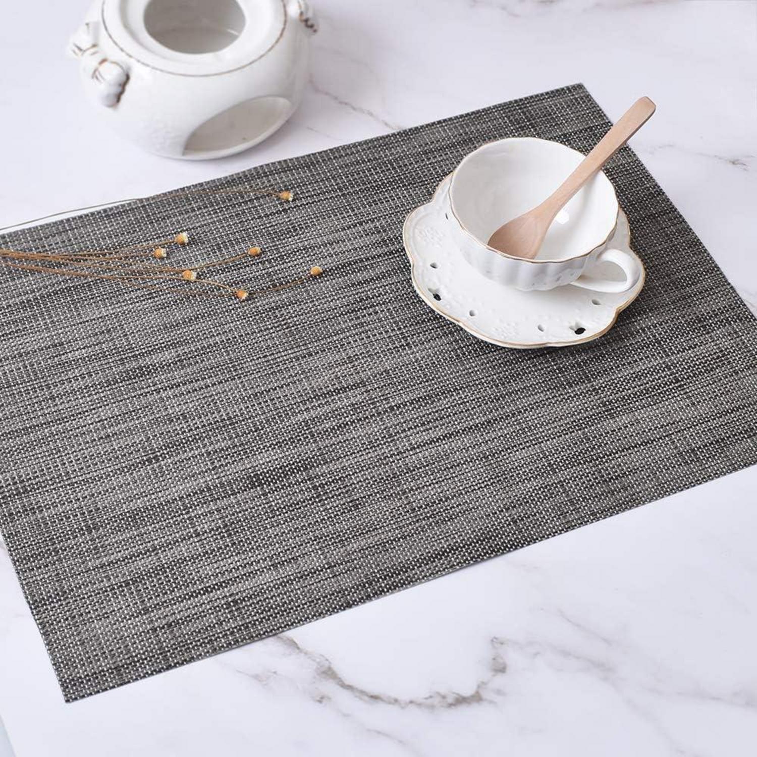 Vinyl Crossweave Tischsets, 8er-Set, Dunkelgrau - 45x30 cm