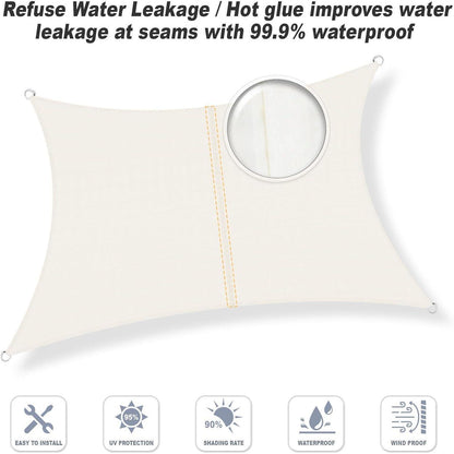 Wasserdichtes Sonnensegel 4x6m Creme mit 95% UV-Schutz