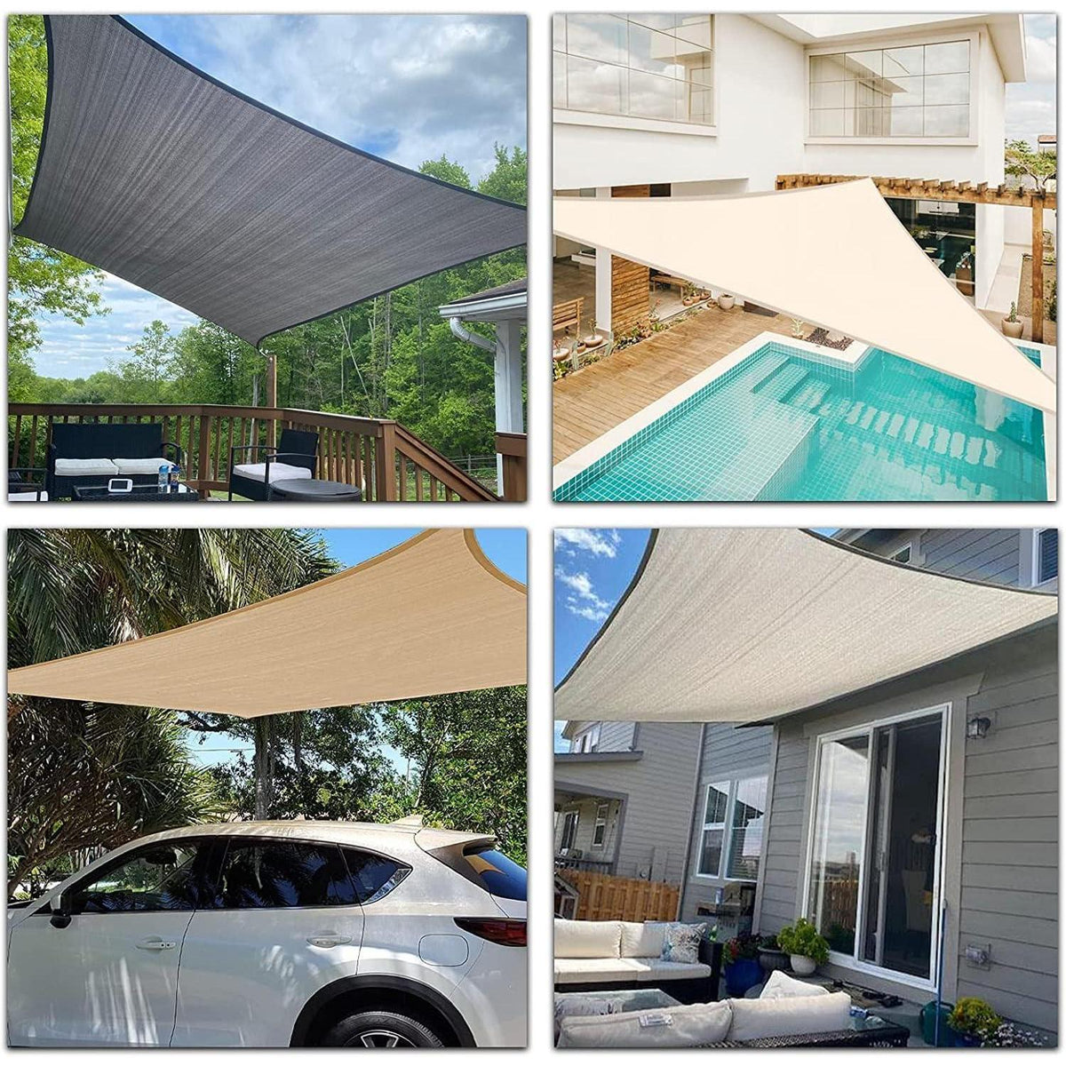 Wasserdichtes Sonnensegel 2x3m Creme mit 95% UV-Schutz