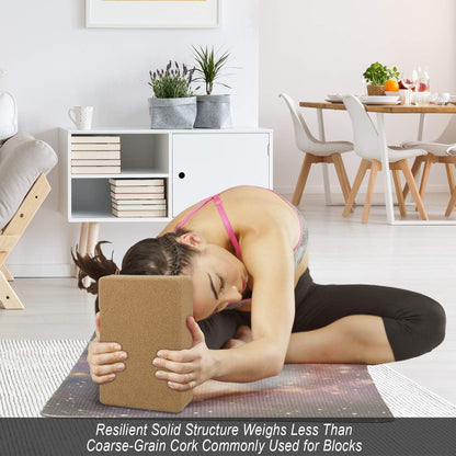 Yoga Block Kork 2er Set Naturkork Blöcke Pilates Übungen