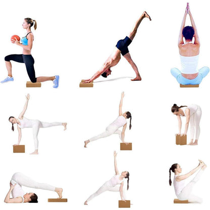 Yoga Block Kork 2er Set Naturkork Blöcke Pilates Übungen