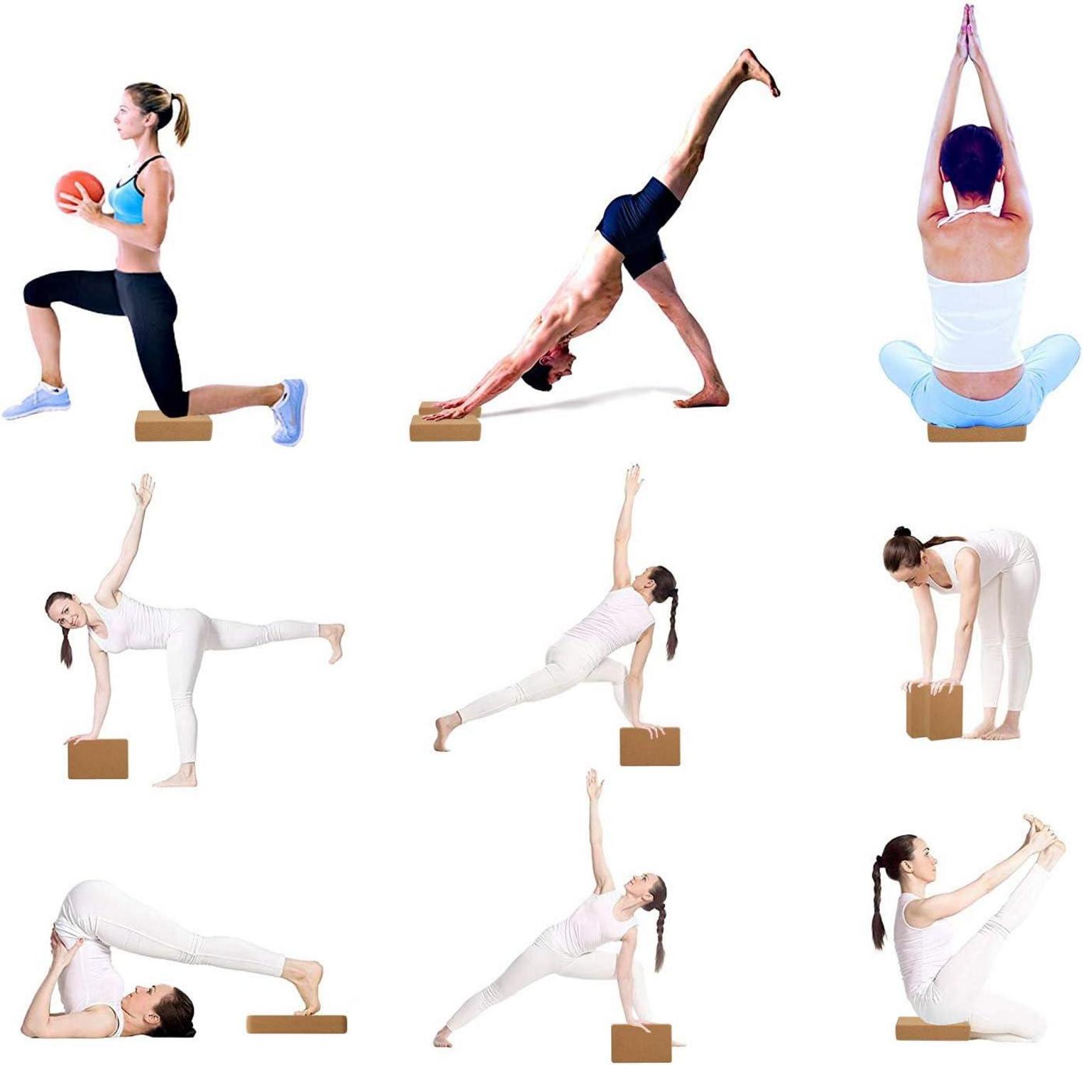 Yoga Block Kork 2er Set Naturkork Blöcke Pilates Training-Anfänger