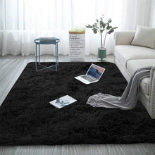 Flauschiger Schwarz Teppich Shaggy 60 x 90 cm