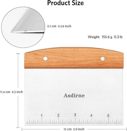 Teigschaber Edelstahl Holzgriff Gebäckschaber 15CM Square Round