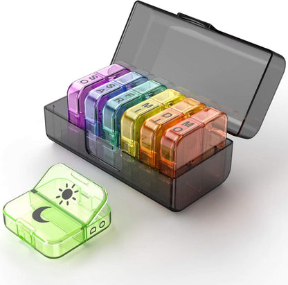 Tablettenbox 7 Tage 2 Fächer Schwarz XL Medikamentendosierer