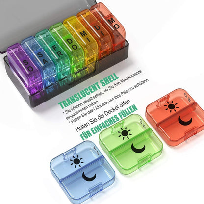 DOHIMGIO Tablettenbox 7 Tage XL 2 Fächer Schwarz BPA-frei