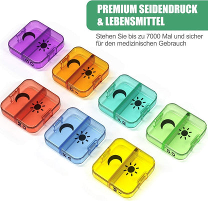 Tablettenbox 7 Tage 2 Fächer XL Medikamentendosierer Schwarz