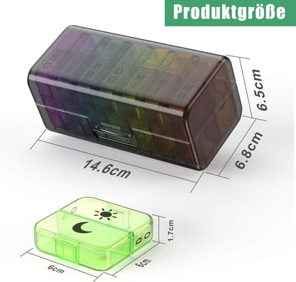Tablettenbox 7 Tage 2 Fächer XL Medikamentendosierer Schwarz