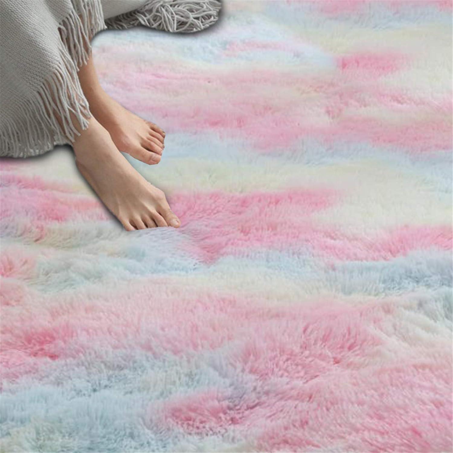 Aujelly Soft Shaggy Teppich 180x270 cm Flauschige Bunte Anti-Rutsch