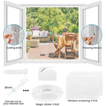 Fliegengitter Fenster Set 2er Pack 250x150cm, Zuschneidbar & Klebemontage