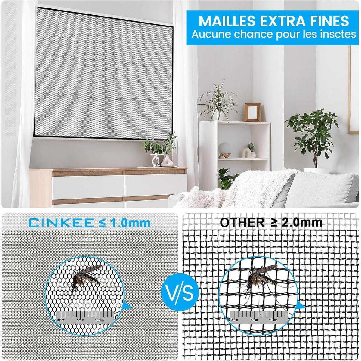 Fliegengitter Fenster Set 2er Pack 250x150cm, Zuschneidbar & Klebemontage