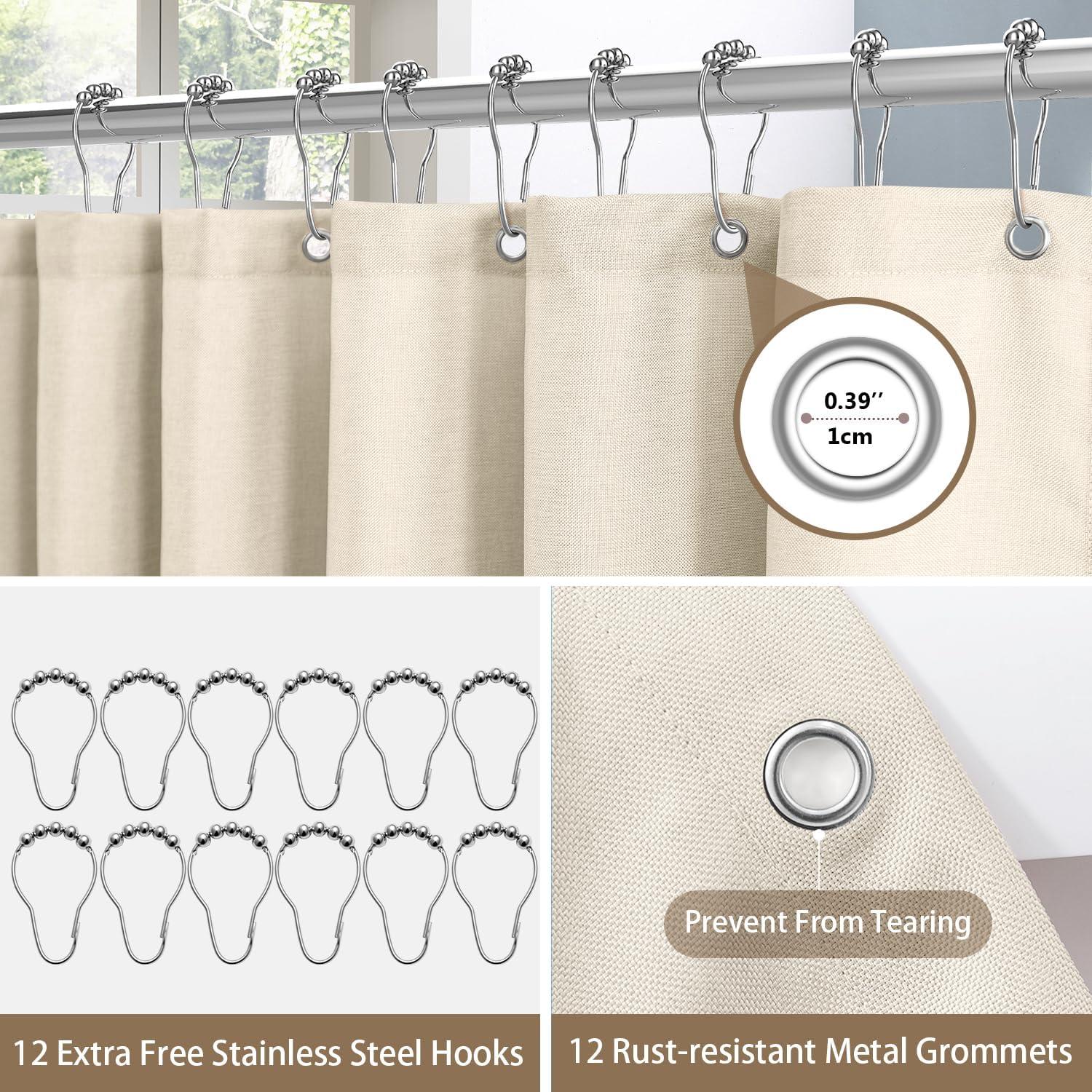 Leinen Duschvorhang Metallringe Anti Schimmel Textil Wasserdicht