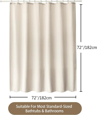 Leinen Duschvorhang mit Metallringen und Haken 182x182cm Beige
