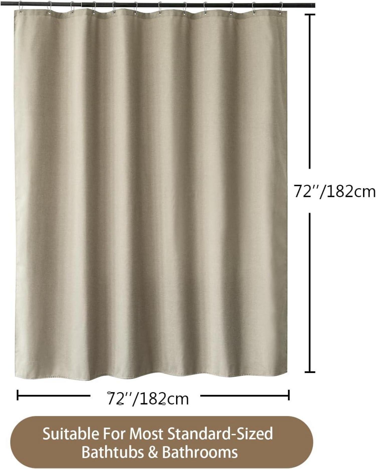 Duschvorhang Leinen Metall Duschvorhangringe 182x182cm Taupe