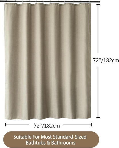 Duschvorhang Leinen Metall Duschvorhangringe 182x182cm Taupe
