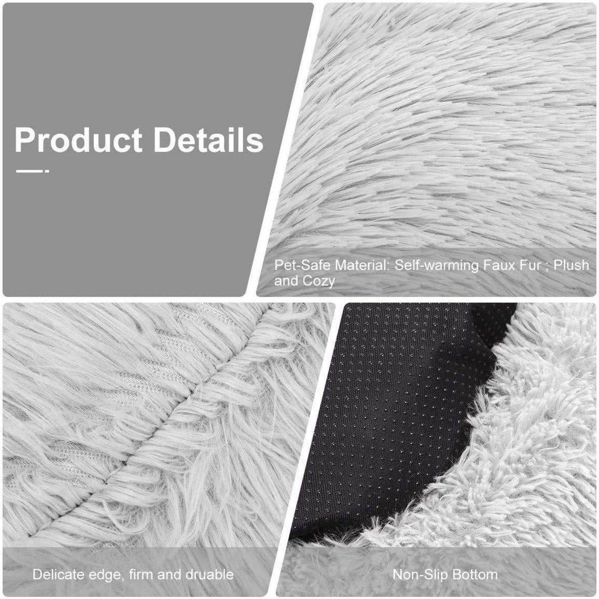 Rundes Hundebett Donut – Grau, 90x90x20cm