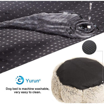 Flauschiges Hundebett rund, Schwarz 120x120x20cm
