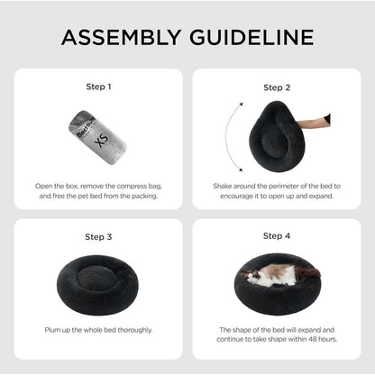 Hundebett kleine Hunde Katzenbett waschbar Ø 50 cm Kissen