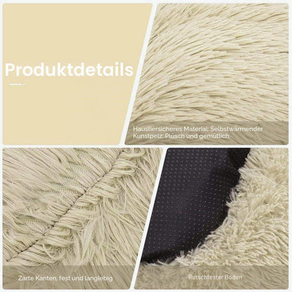 Flauschiges Hundebett rund, Beige 120x120x20cm
