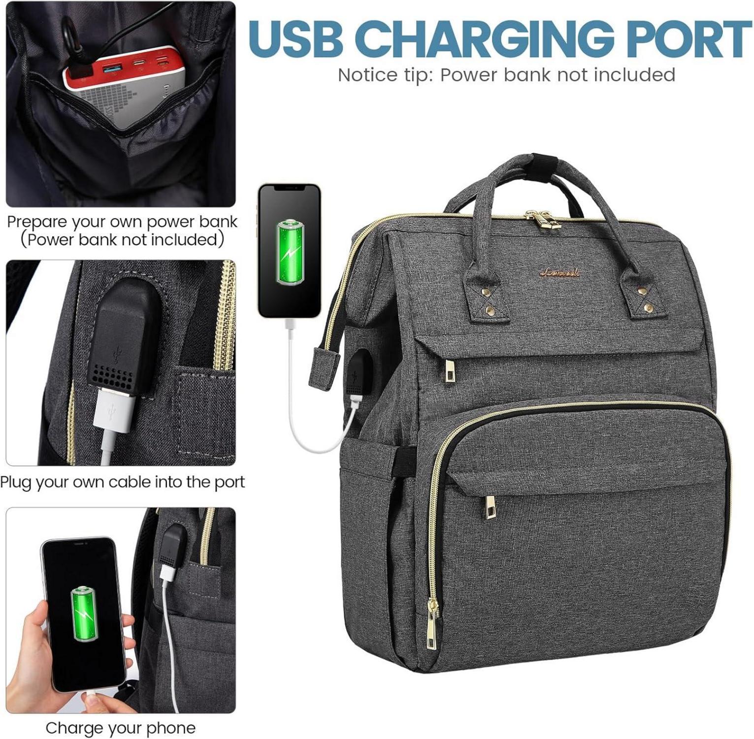 Damen Rucksack 15,6 Zoll Wasserdicht mit USB Anschluss