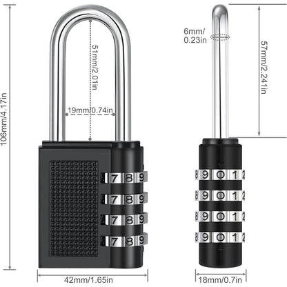 ZHEGE Zahlenschloss Vorhängeschloss 66mm Schwarz 2 Stücke
