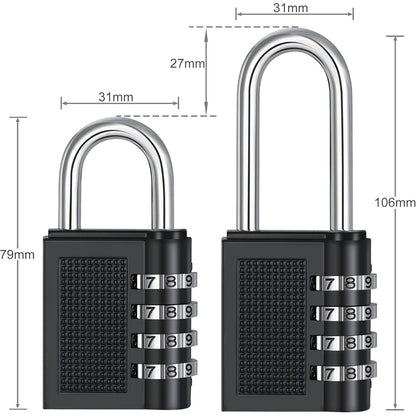 ZHEGE Zahlenschloss Vorhängeschloss 66mm Schwarz 2 Stücke