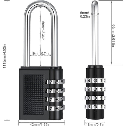 ZHEGE Zahlenschloss Vorhängeschloss 66mm Schwarz 2 Stücke