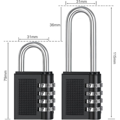 ZHEGE Zahlenschloss Vorhängeschloss 66mm Schwarz 2 Stücke
