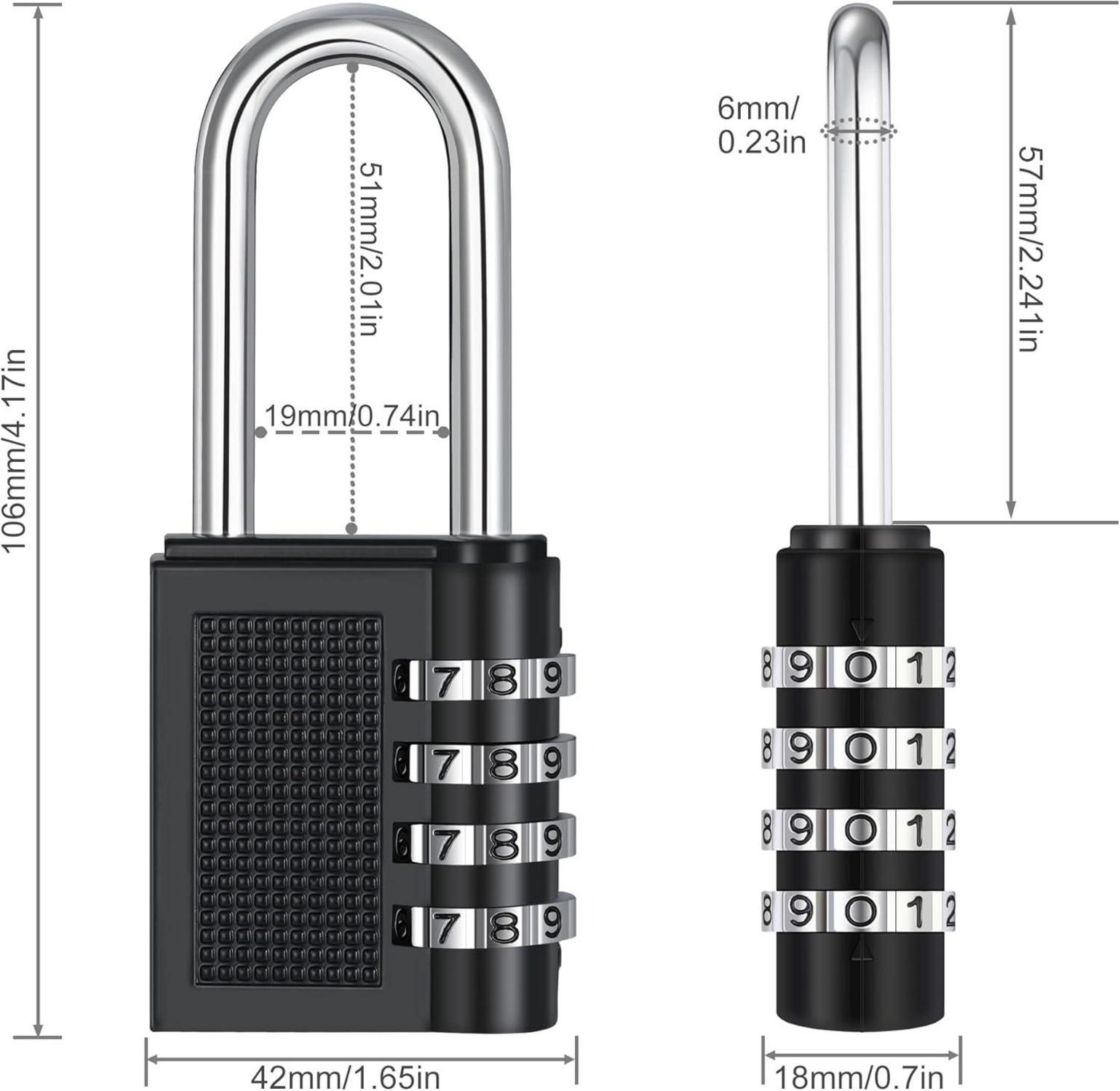 ZHEGE Vorhängeschloss 66mm Schwarz 4 Stellig Wetterfest (2