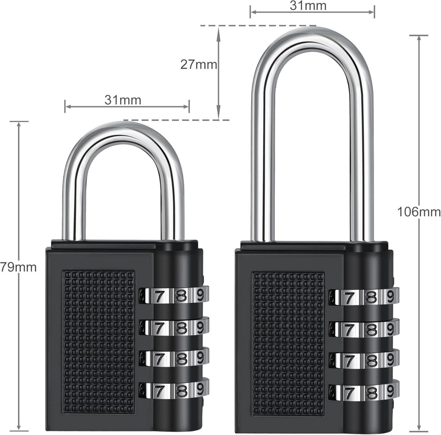 ZHEGE Vorhängeschloss 66mm Zahlencode wetterfest 4 Stellig Schwarz