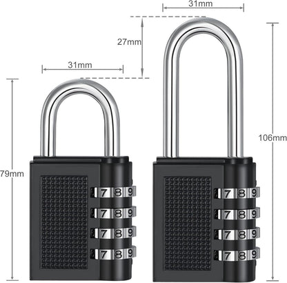 ZHEGE Vorhängeschloss 66mm Zahlencode wetterfest 4 Stellig Schwarz