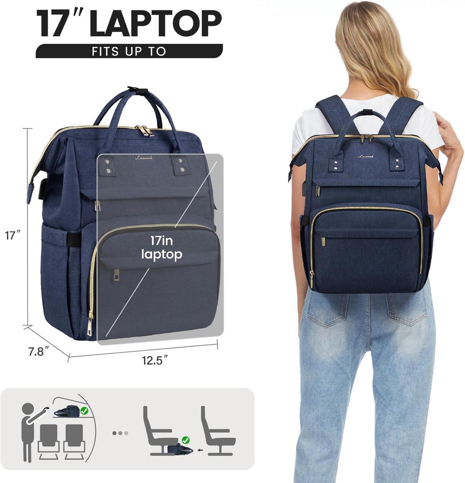 Wasserdichter Laptoprucksack 17 Zoll Mädchen Teenager USB Blau