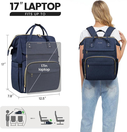 Wasserdichter Laptoprucksack 17 Zoll Mädchen Teenager USB Blau