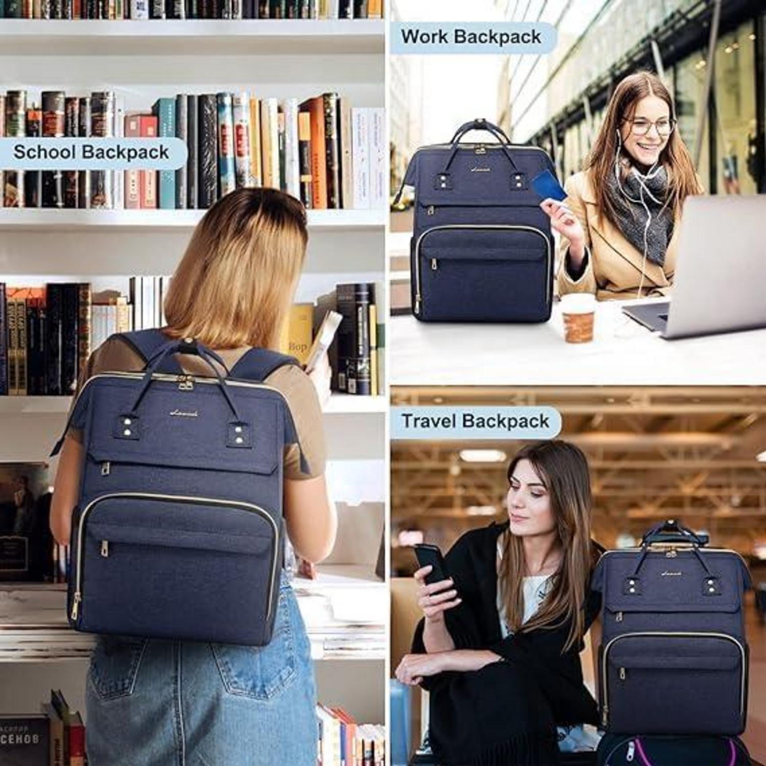 Rucksack Damen Wasserdicht Laptoprucksack 17 Zoll USB Ladeanschluss