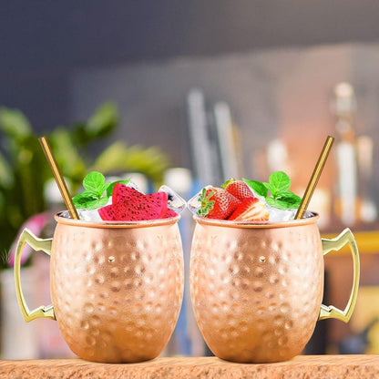 Moscow Mule Kupferbecher Set 530 ml 304 Edelstahl 7-teilig