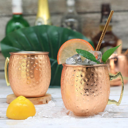 Moscow Mule Kupferbecher Set 530 ml 304 Edelstahl 7-teilig