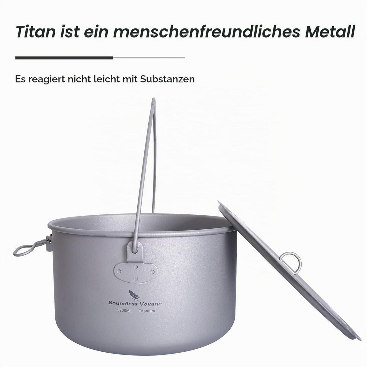 Titantopf Camping 750ml - 1300ml mit Deckel & Griff