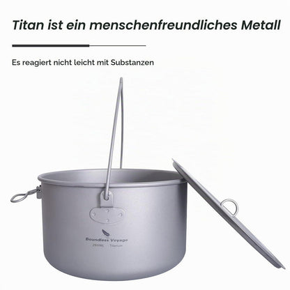 Titantopf Camping 750ml - 1300ml mit Deckel & Griff