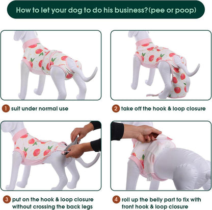 Kuoser Hundebody nach Op & Kastration, atmungsaktiv, Leckschutz für Rüden & Hündinnen, rosa XS