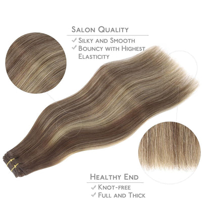 Clip in Echthaarverlängerung Balayage Schokoladenbraun-Honigblond