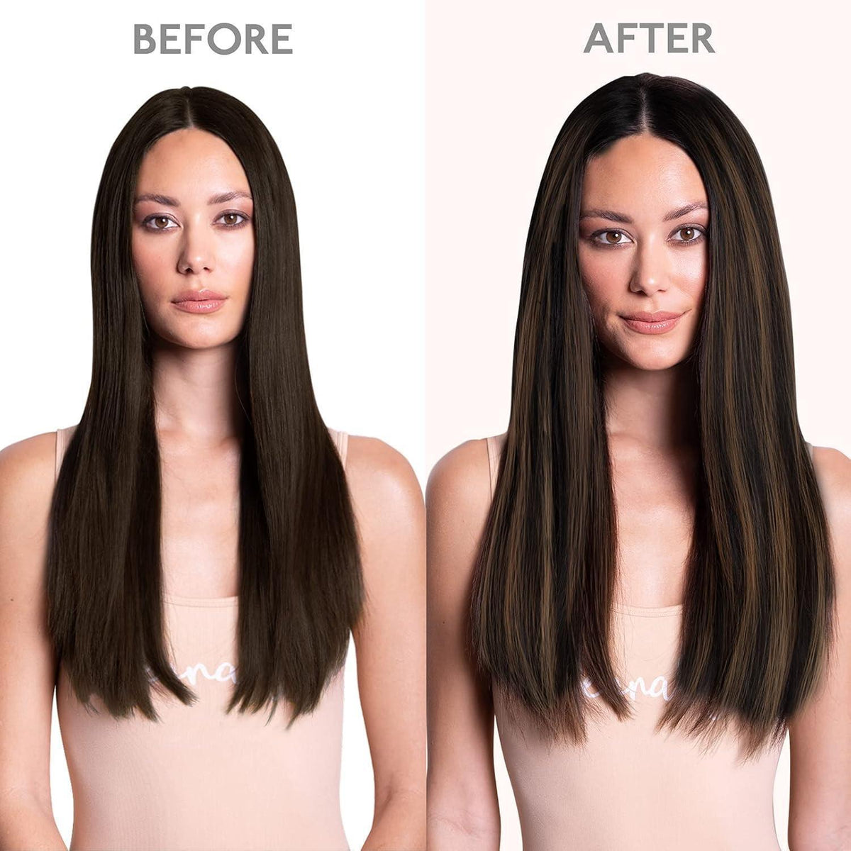 Clip in Echthaar Extensions Schwarz Braun Balayage 35cm