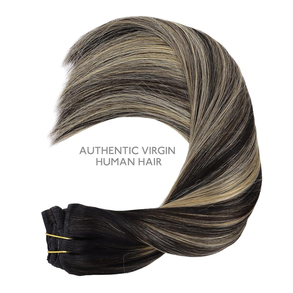 Echthaar Clip-Ins Balayage Schwarz-Blond 60cm