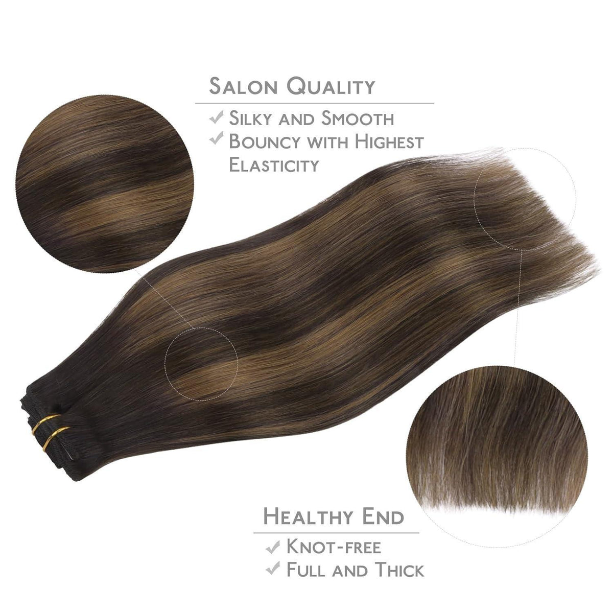 Clip in Echthaarverlängerung Dunkelbraun-Kastanienbraun Balayage
