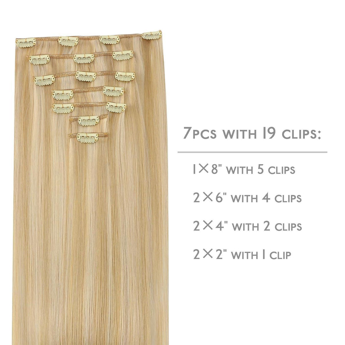 Echthaar Clip-Ins Hellblond Highlights 50cm