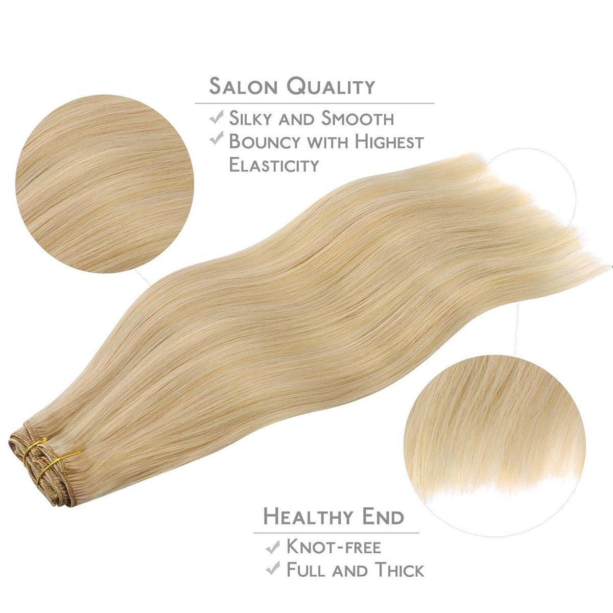 Echthaar Clip-Ins Hellblond Highlights 50cm