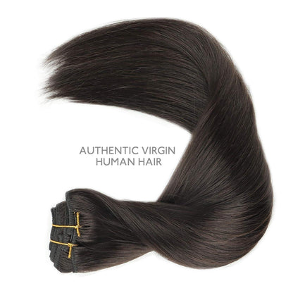 Echthaar Clip-Ins Dunkelbraun 40cm (120g)