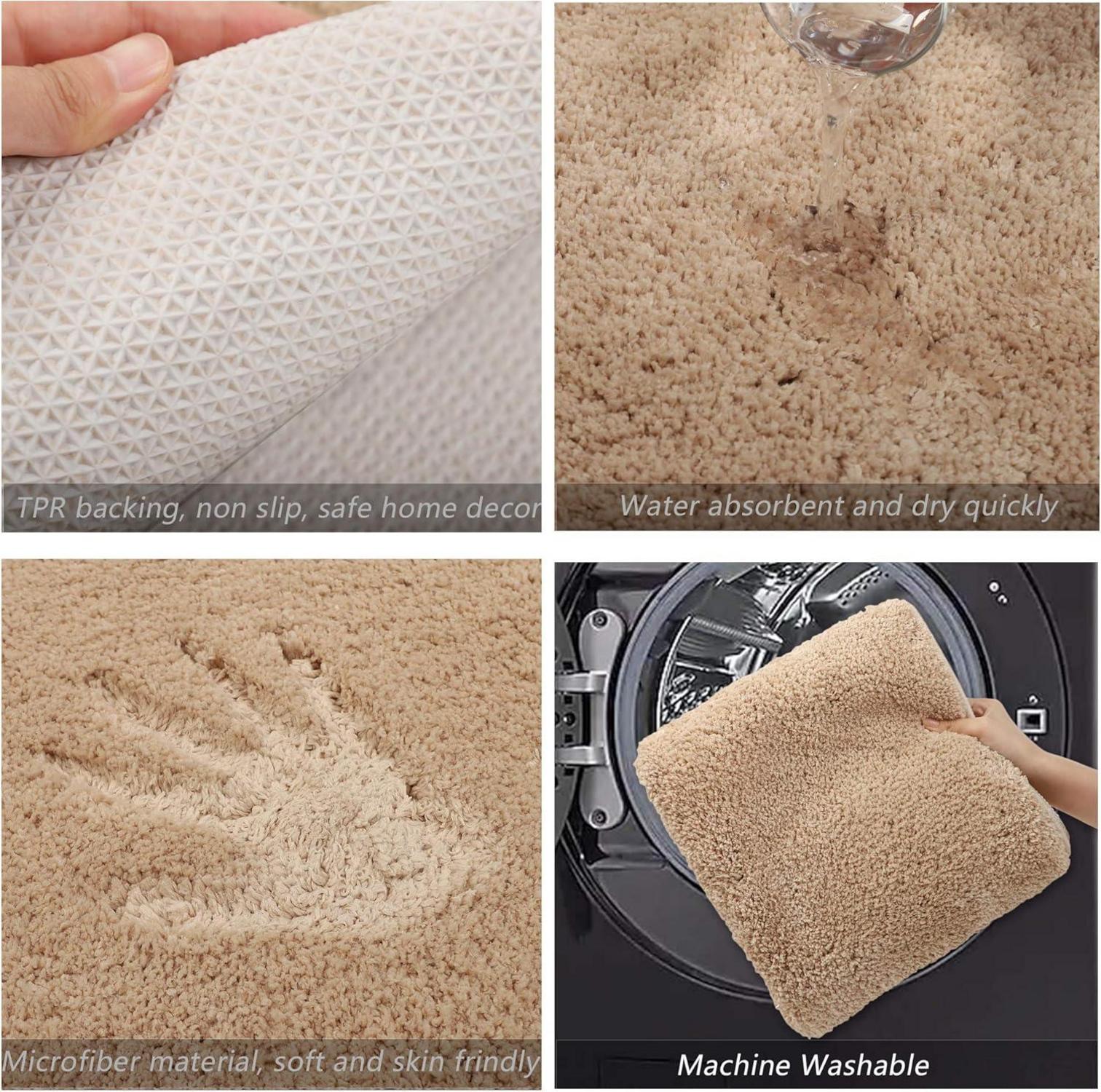 Mikrofaser Fußmatte Beige 60x90 Rutschfest Waschbar Eingangsmatte