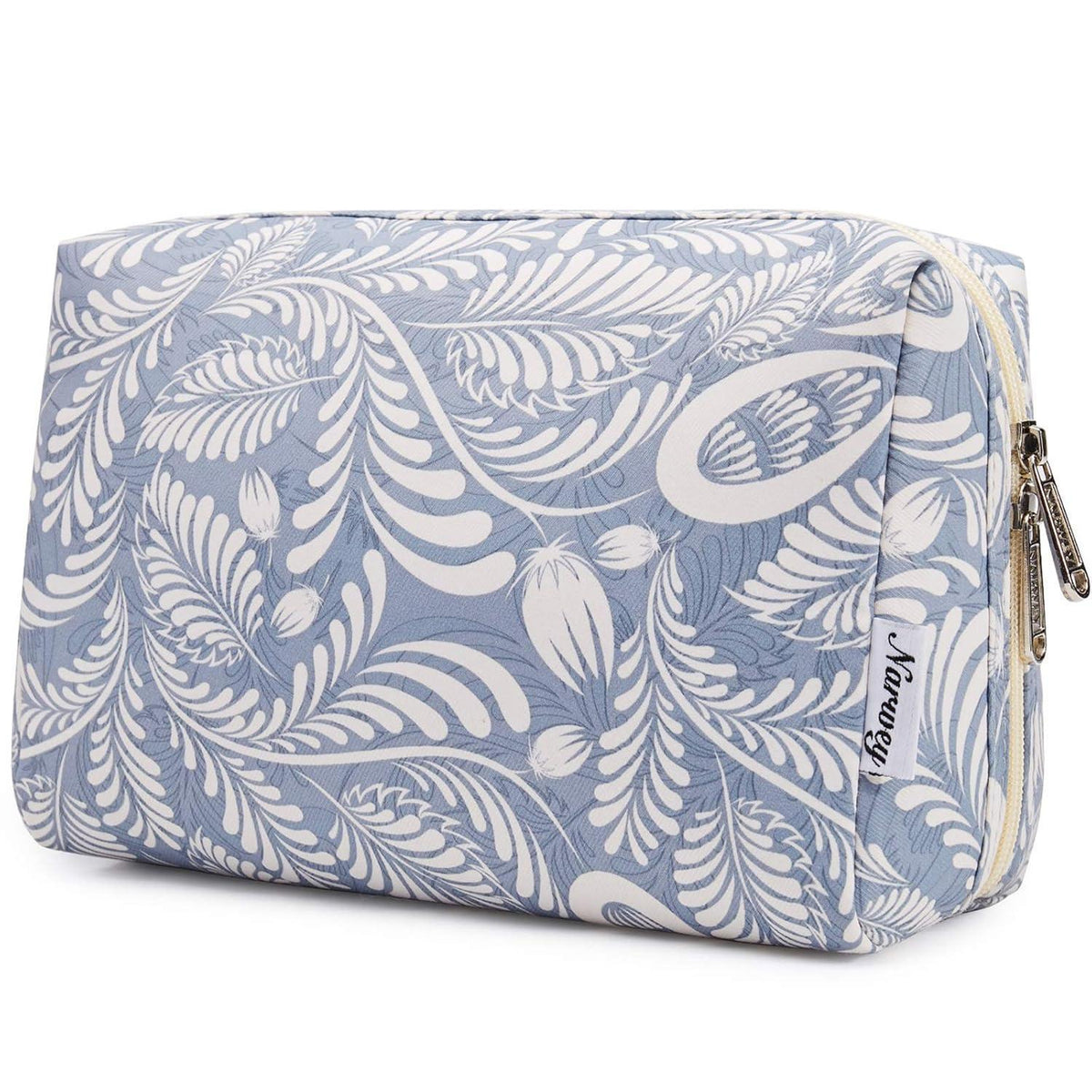 Kosmetiktasche Groß Blaues Blatt | Praktische Multifunktionale Make-up Tasche