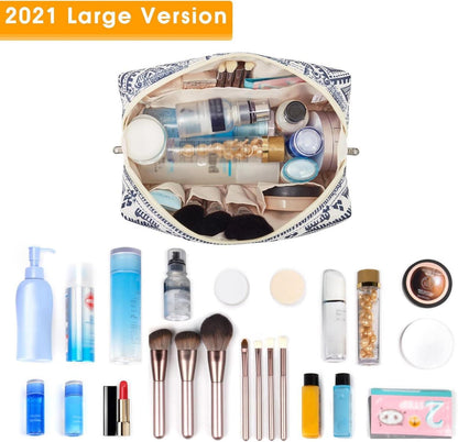 Narwey Großer Kulturbeutel Damen Schminktasche Elefant Blau