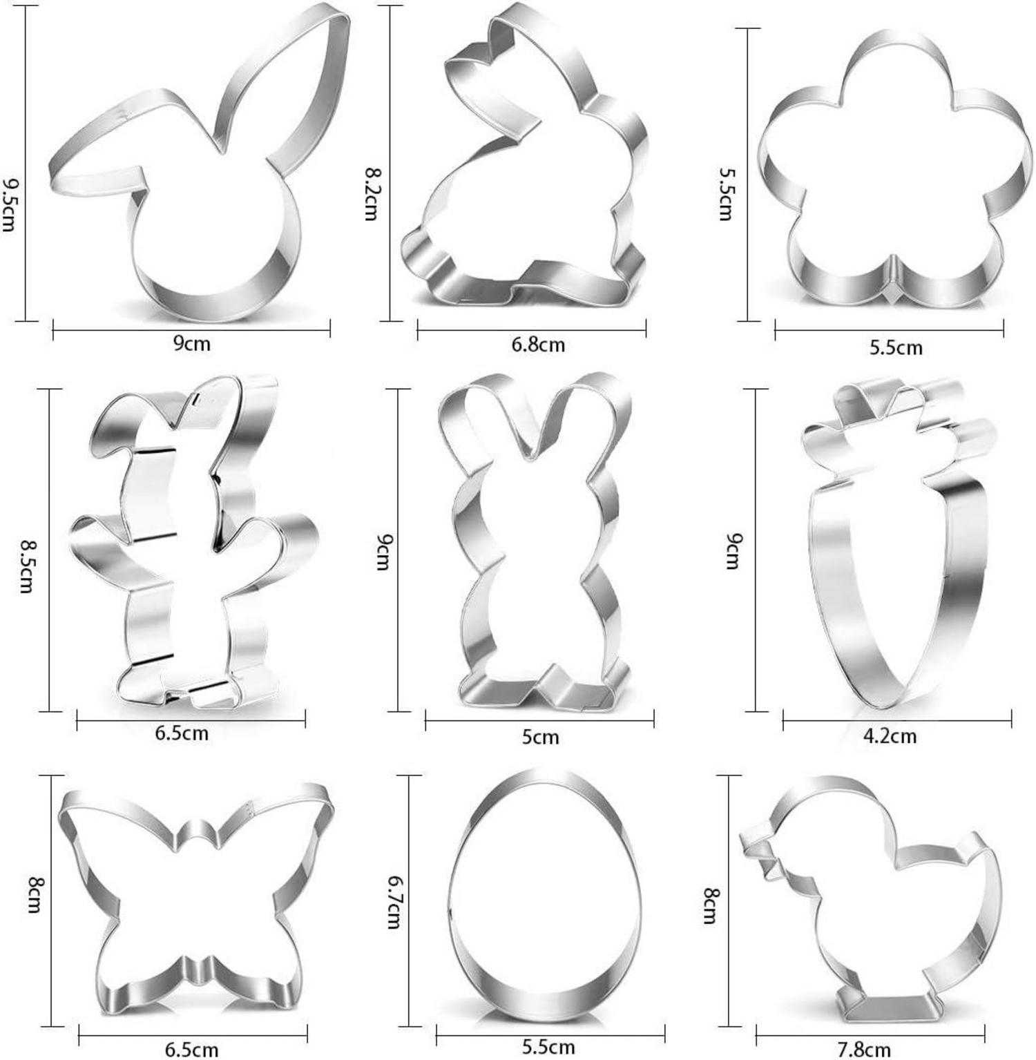 Ostern Ausstechformen Set 9 Stück Hase Schmetterling Ei